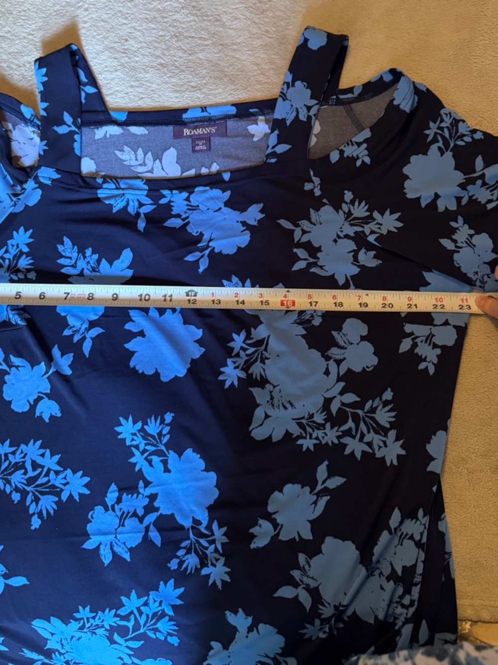 Roaman's Navy and Light Blue Floral Maxi Dress! Great for resort night out! - Picture 10 of 12